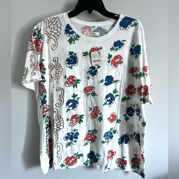 🌻🆕FREE PEOPLE We The Free Nina Boheme Printed Tee-Ivory Combo-SIZE Small - Picture 8 of 10